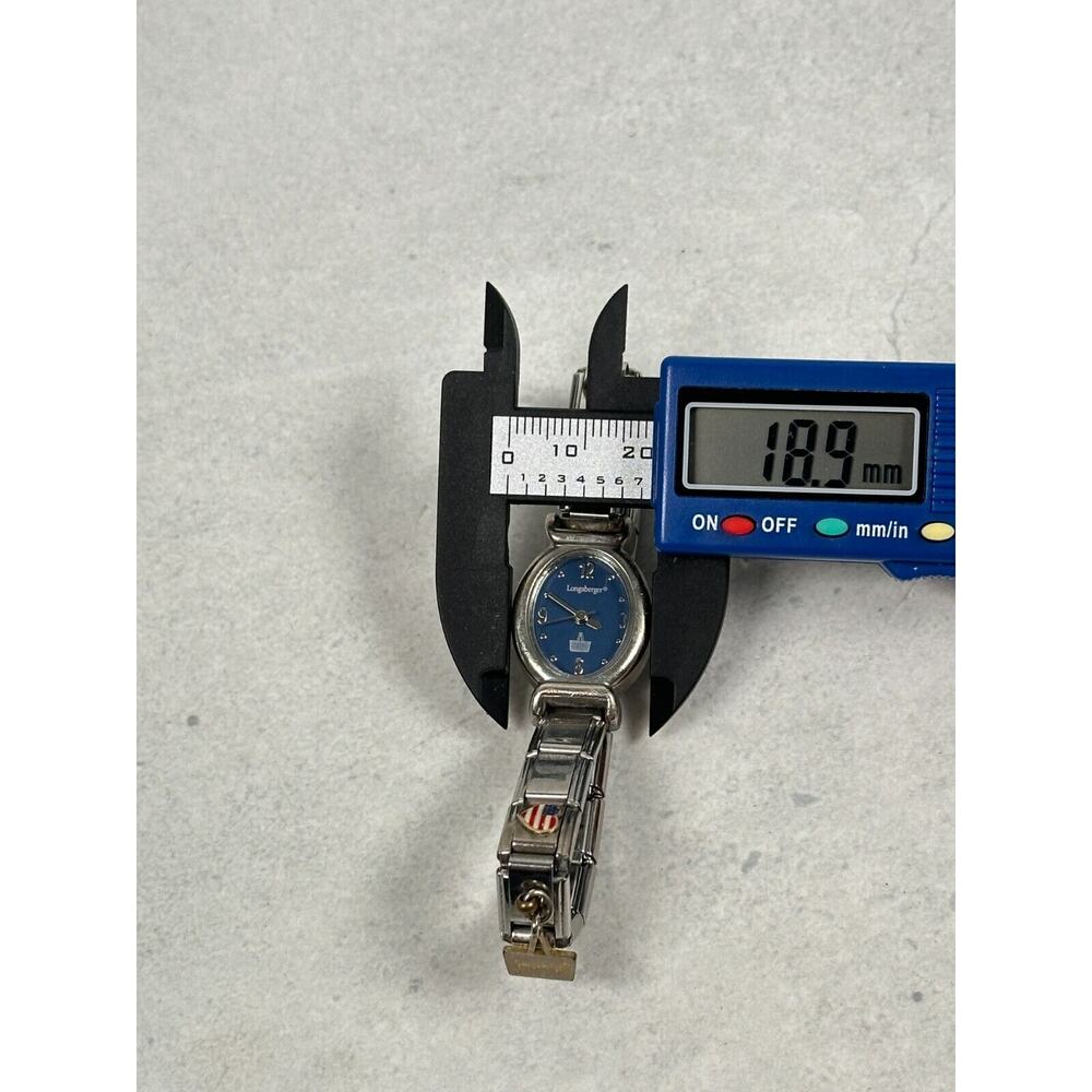 Longanberger Watch Womens 19mm Oval Blue Dial Charm Basket Stretchy New Battery - Picture 15 of 16